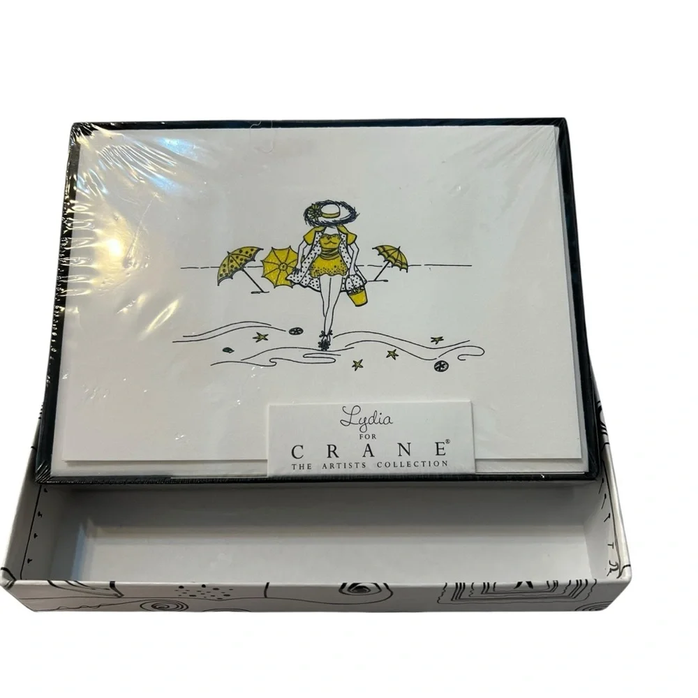 Lydia for Crane Artist Collection Stationery Set Woman on Beach Star Fishing